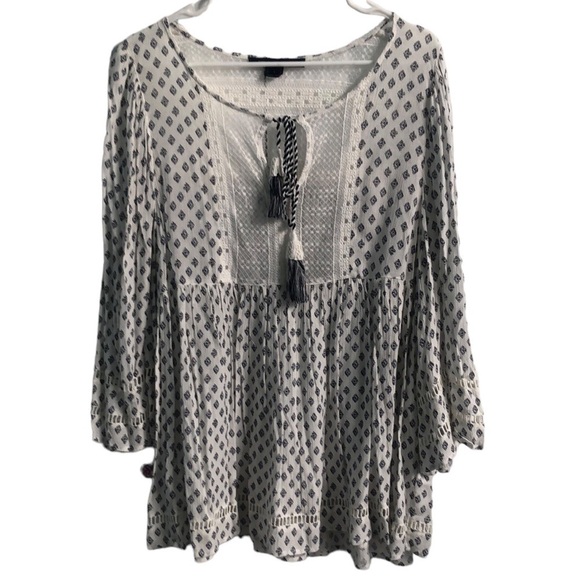 French Connection Ava Tile Gypsy Boho Top Size Large - Picture 12 of 15